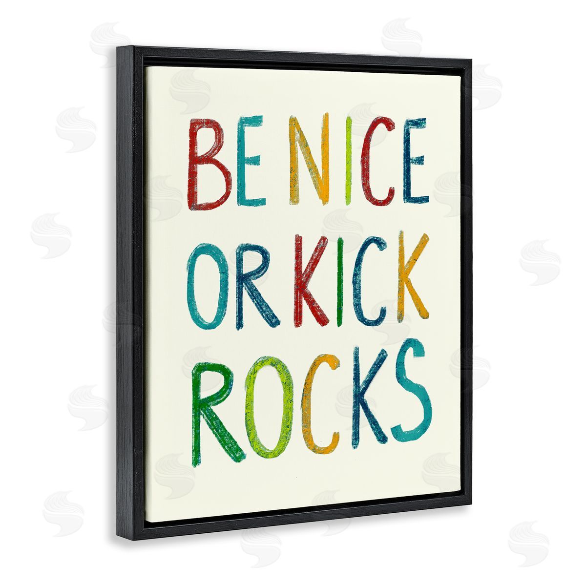 Stupell Studio Be Nice Minimal Phrase Black Floating Frame Canvas Wall Art Print