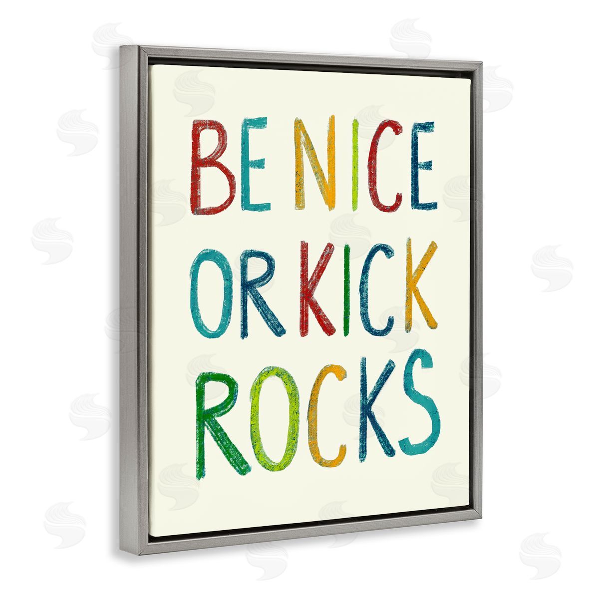 Stupell Studio Be Nice Minimal Phrase Gray Floating Frame Canvas Wall Art Print