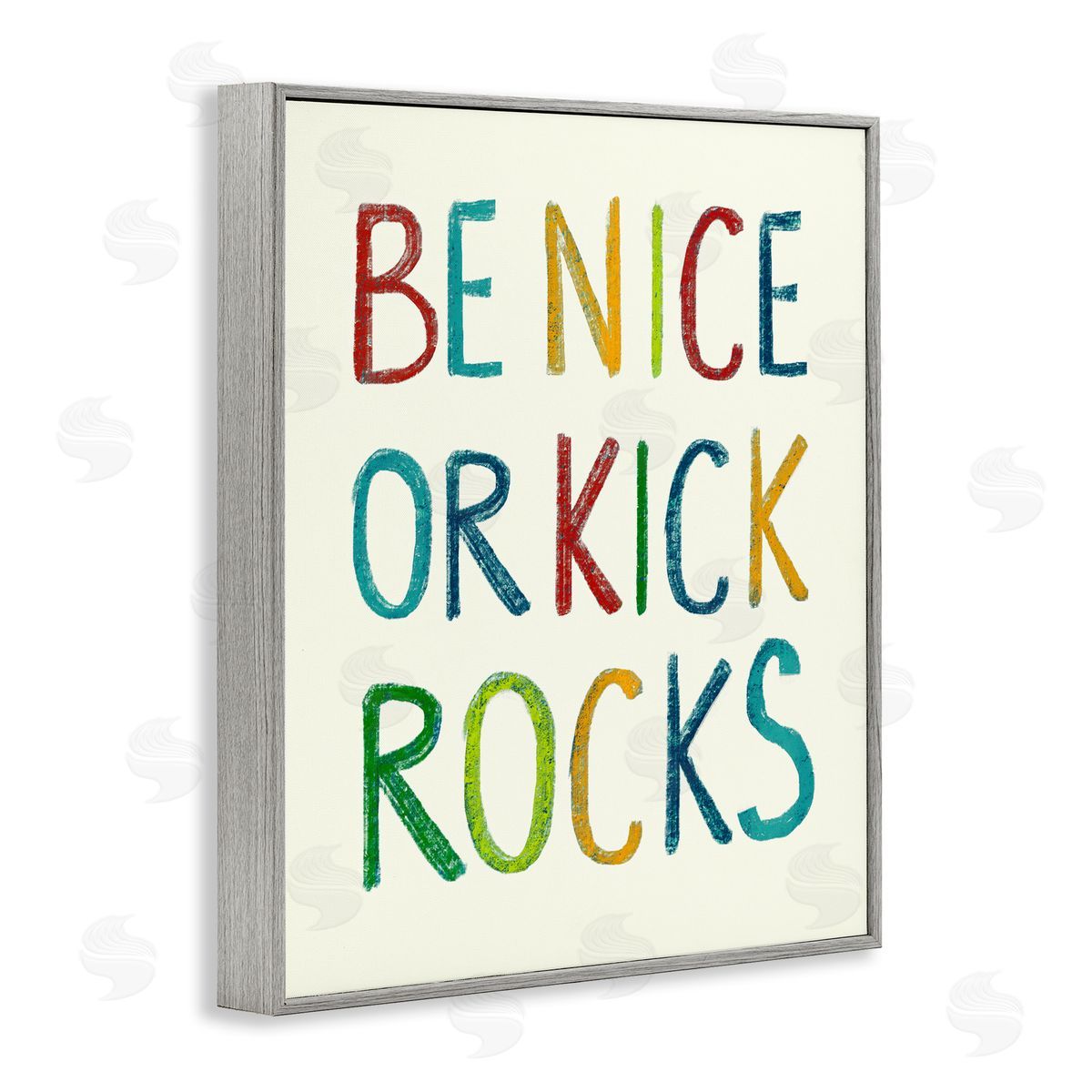 Stupell Studio Be Nice Minimal Phrase Gray Framed Giclee Wall Art Print