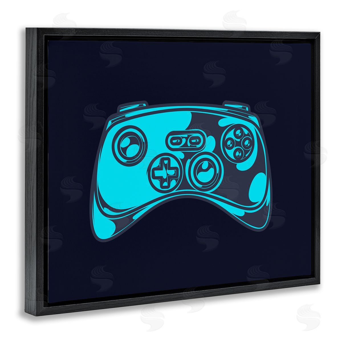 Stupell Studio Gaming Controller on Black Black Floating Frame Canvas Wall Art Print