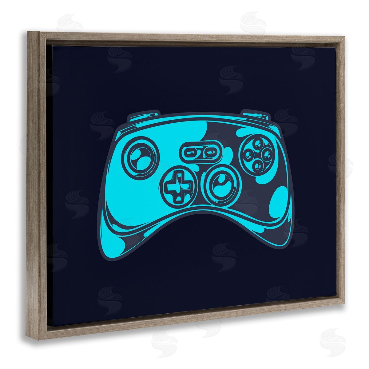 Stupell Studio Gaming Controller on Black Brown Floating Frame Canvas Wall Art Print