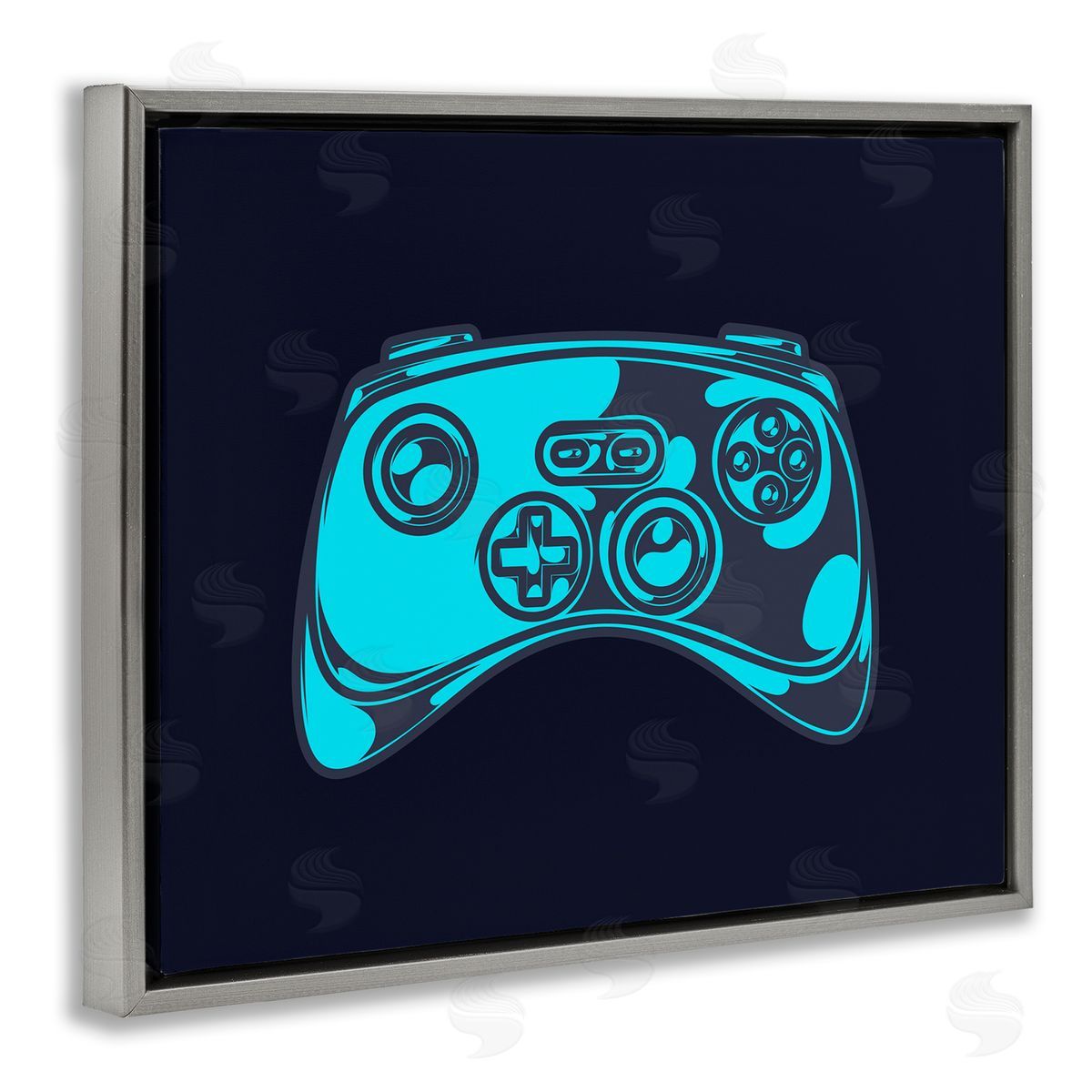 Stupell Studio Gaming Controller on Black Gray Floating Frame Canvas Wall Art Print