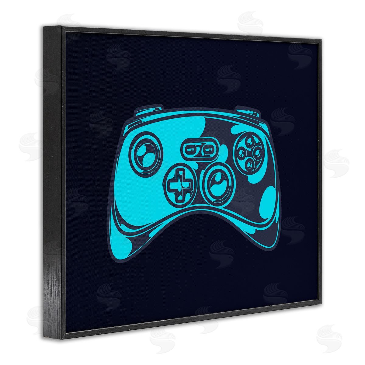 Stupell Studio Gaming Controller on Black Black Framed Giclee Wall Art Print