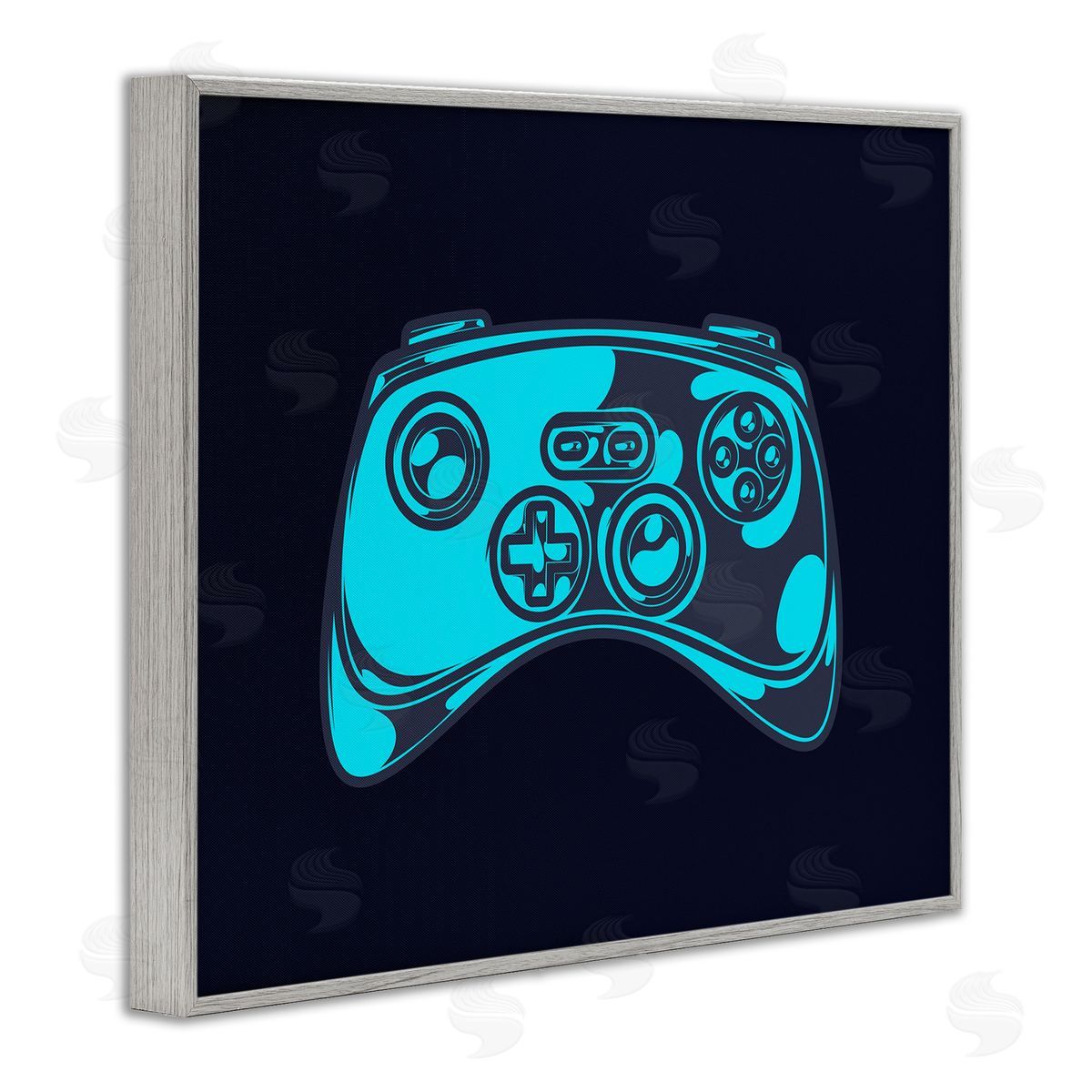 Stupell Studio Gaming Controller on Black Gray Framed Giclee Wall Art Print