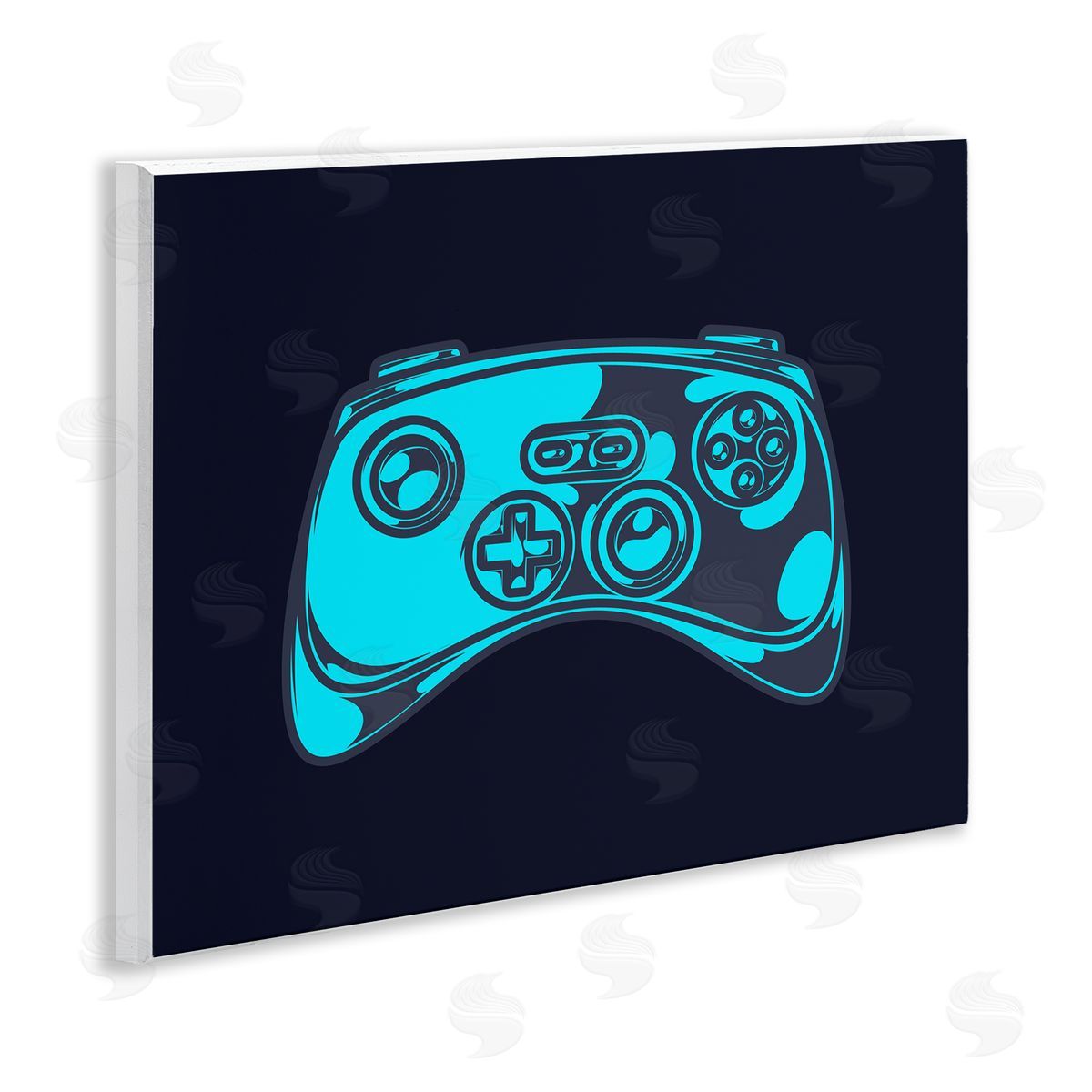 Stupell Studio Gaming Controller on Black Wooden Wall Plaque Art Print