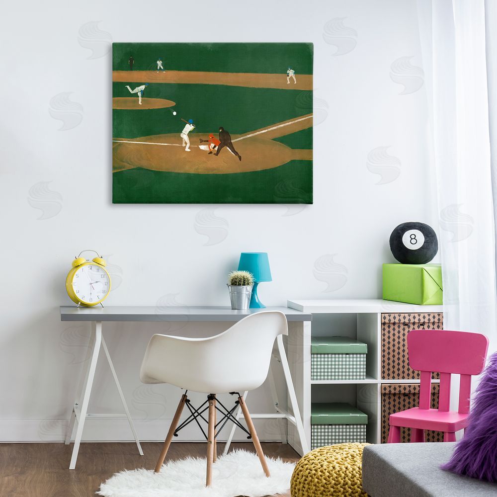 Stupell Studio Baseball Field View Canvas Wall Art Print in Room