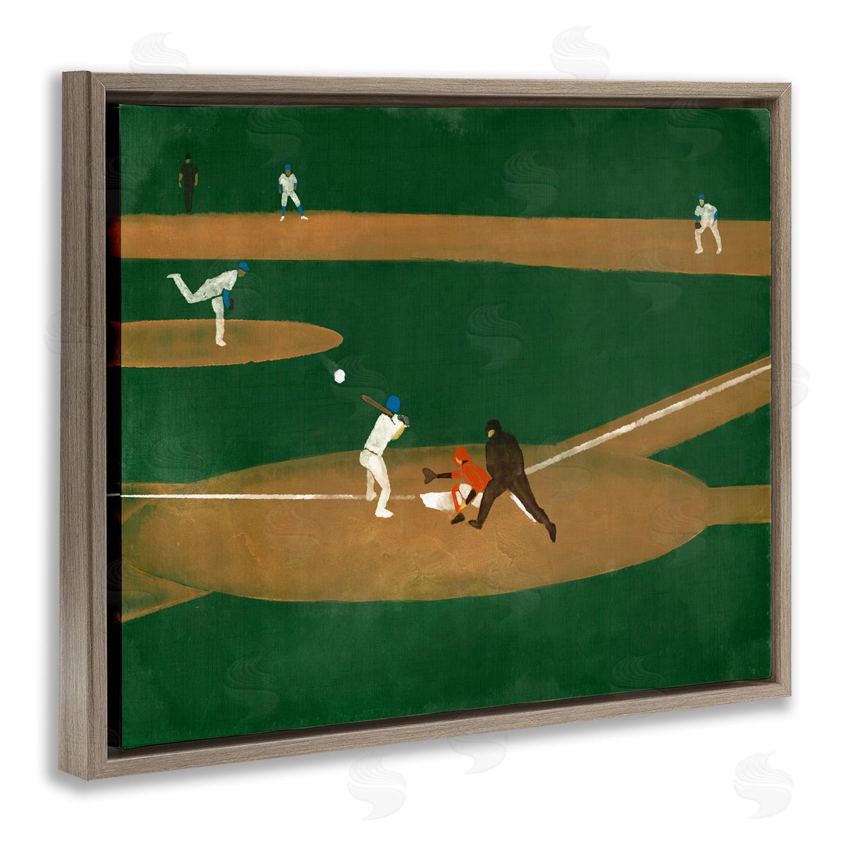 Stupell Studio Baseball Field View Brown Floating Frame Canvas Wall Art Print