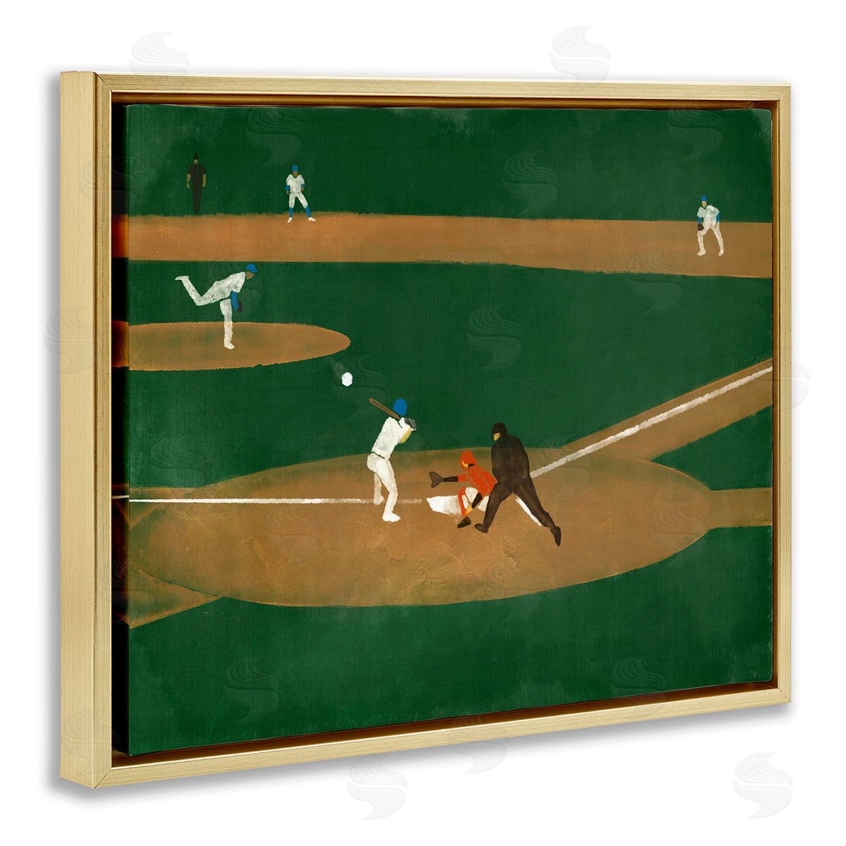 Stupell Studio Baseball Field View Gold Floating Frame Canvas Wall Art Print