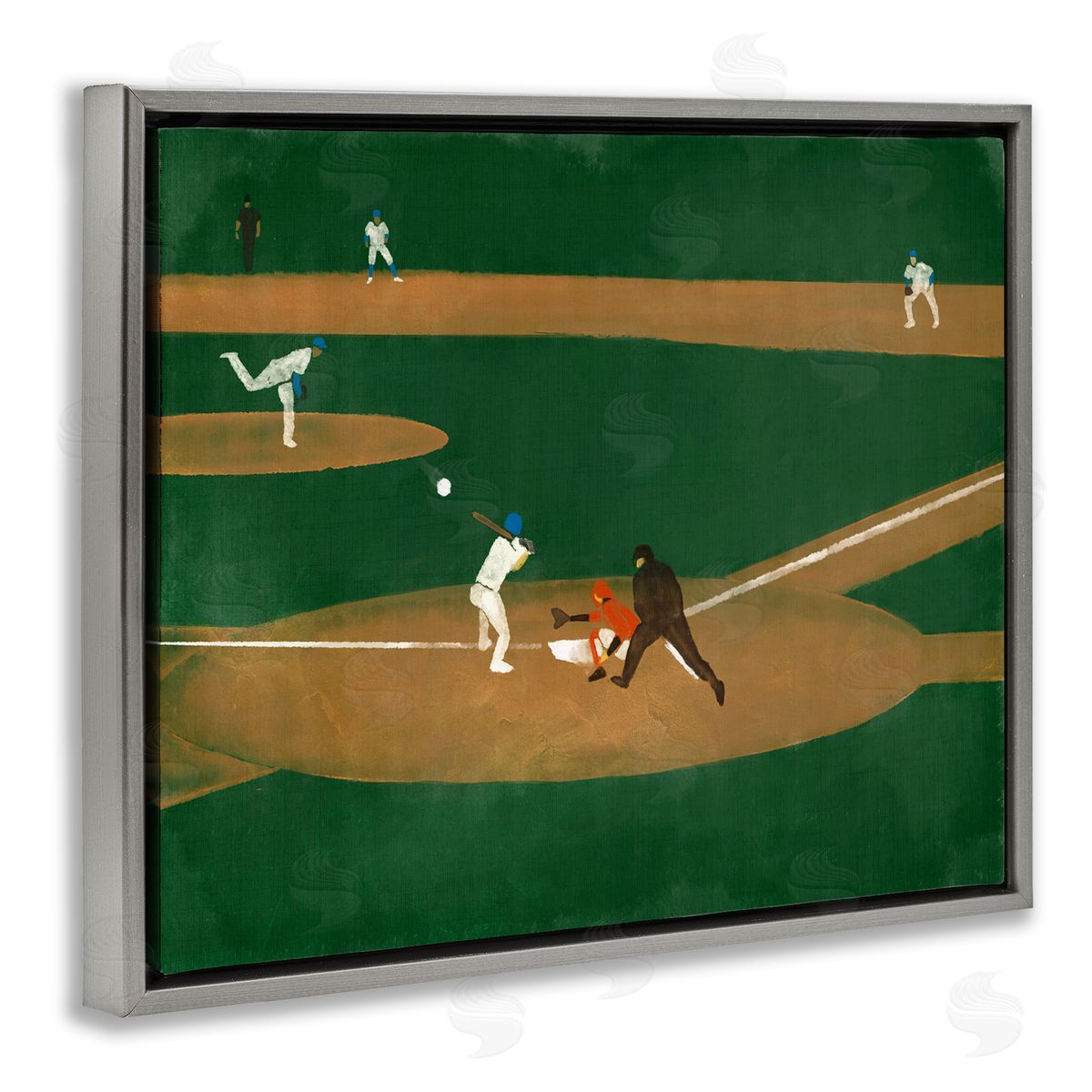 Stupell Studio Baseball Field View Gray Floating Frame Canvas Wall Art Print