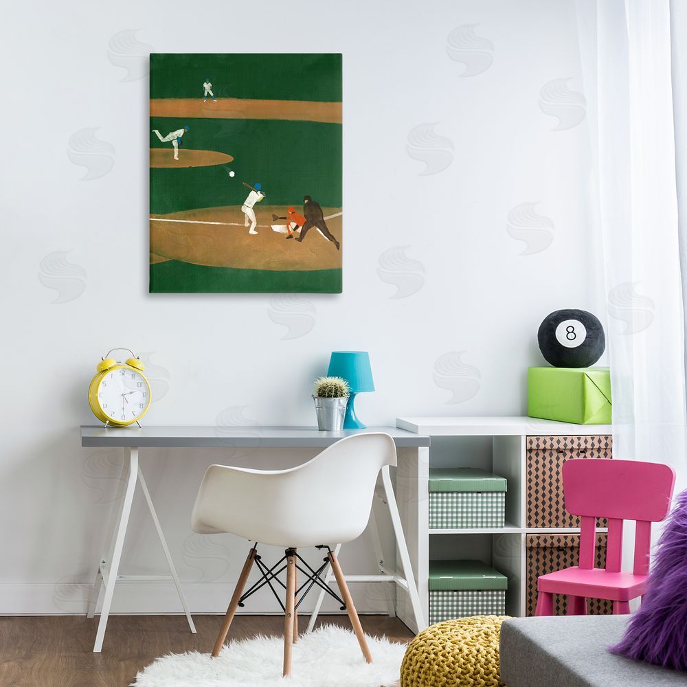 Stupell Studio Baseball Players View Canvas Wall Art Print in Room