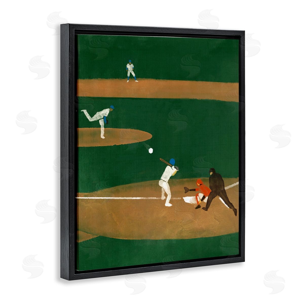 Stupell Studio Baseball Players View Black Floating Frame Canvas Wall Art Print