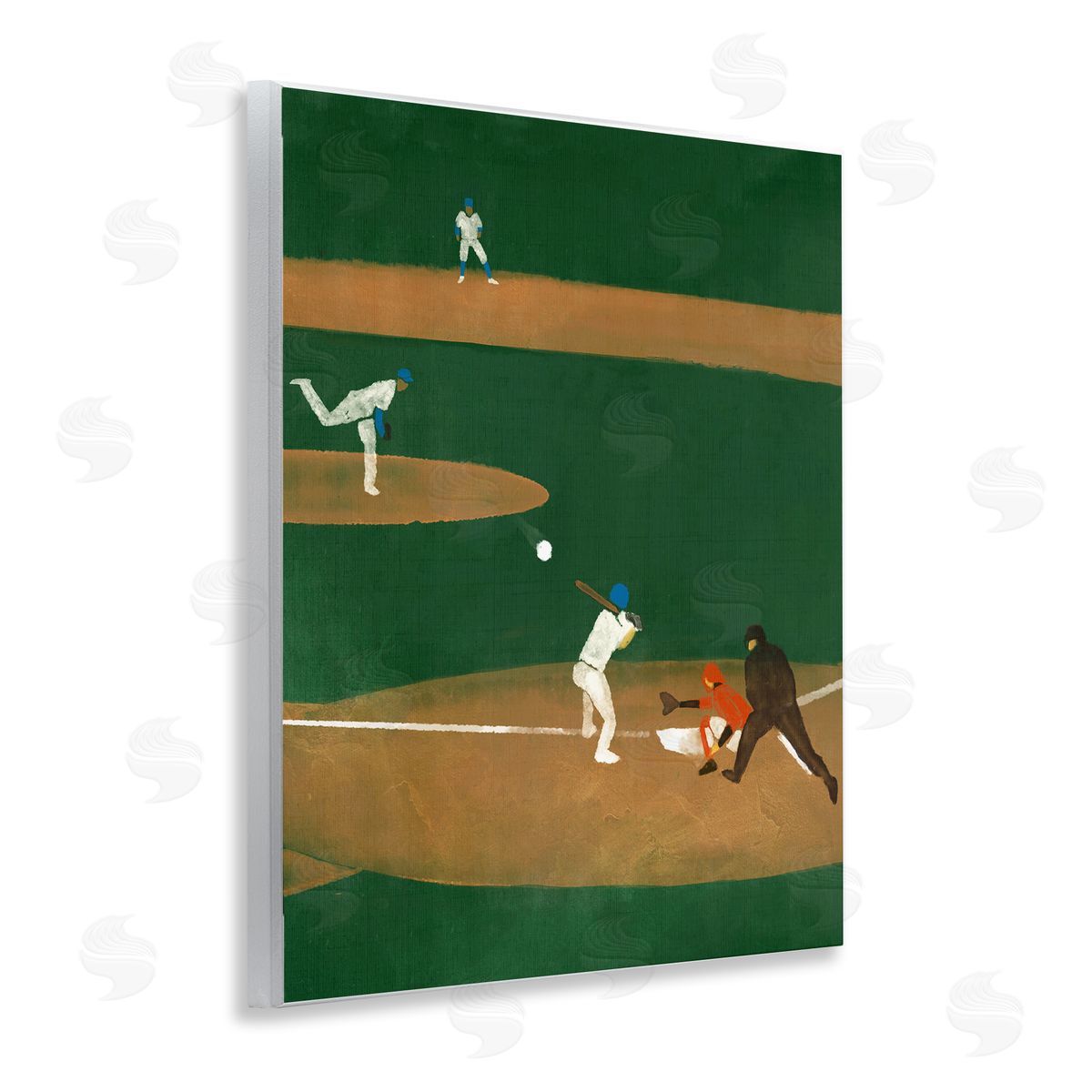 Stupell Studio Baseball Players View Wooden Wall Plaque Art Print