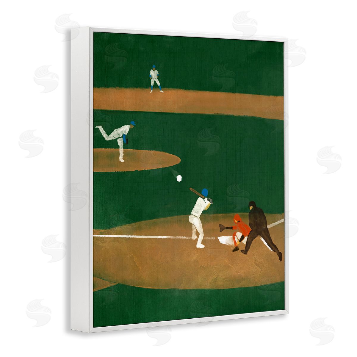 Stupell Studio Baseball Players View White Framed Giclee Wall Art Print