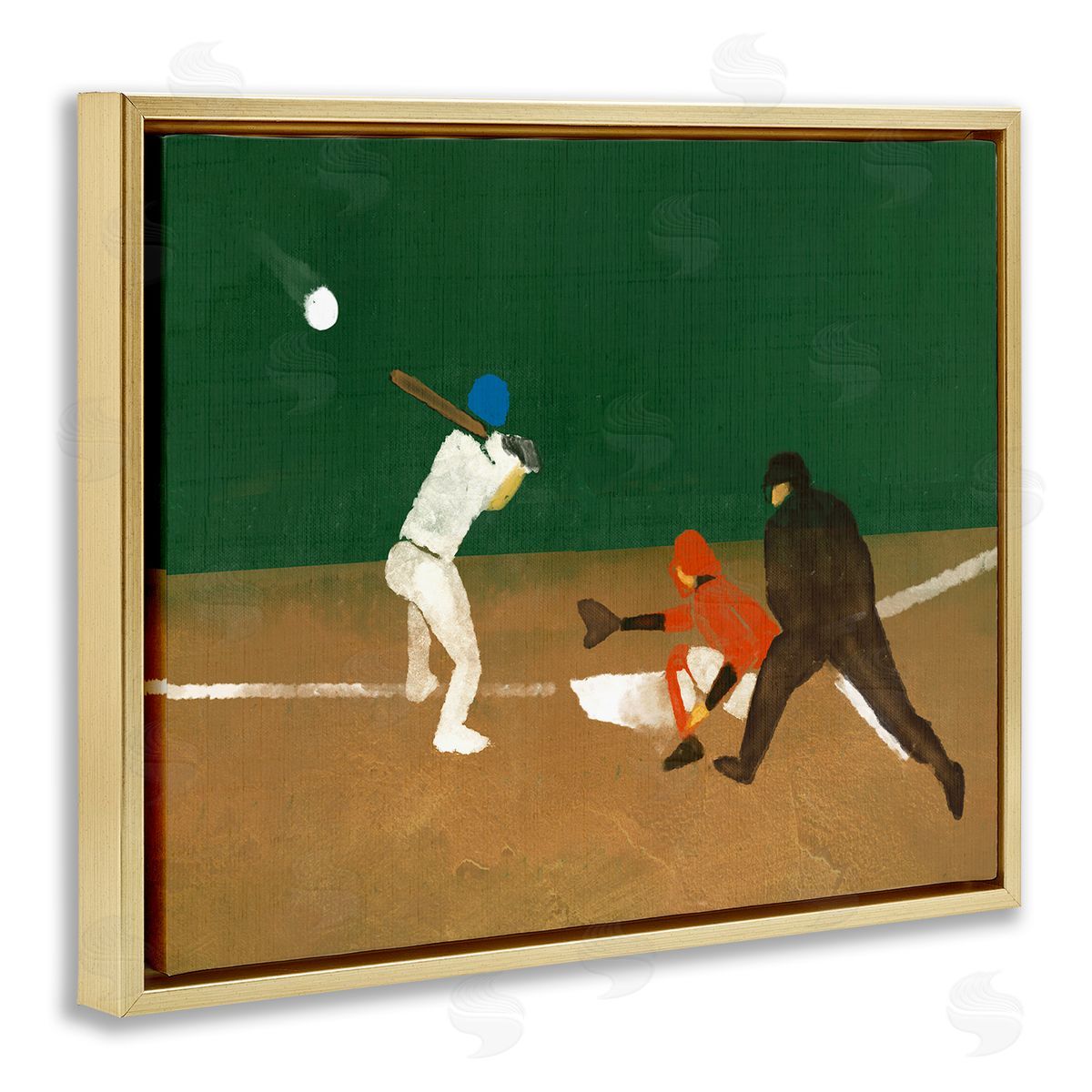 Stupell Studio Batting Baseball Players Gold Floating Frame Canvas Wall Art Print
