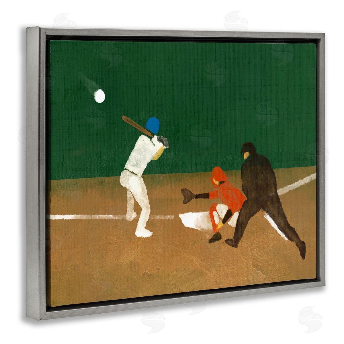 Stupell Studio Batting Baseball Players Gray Floating Frame Canvas Wall Art Print
