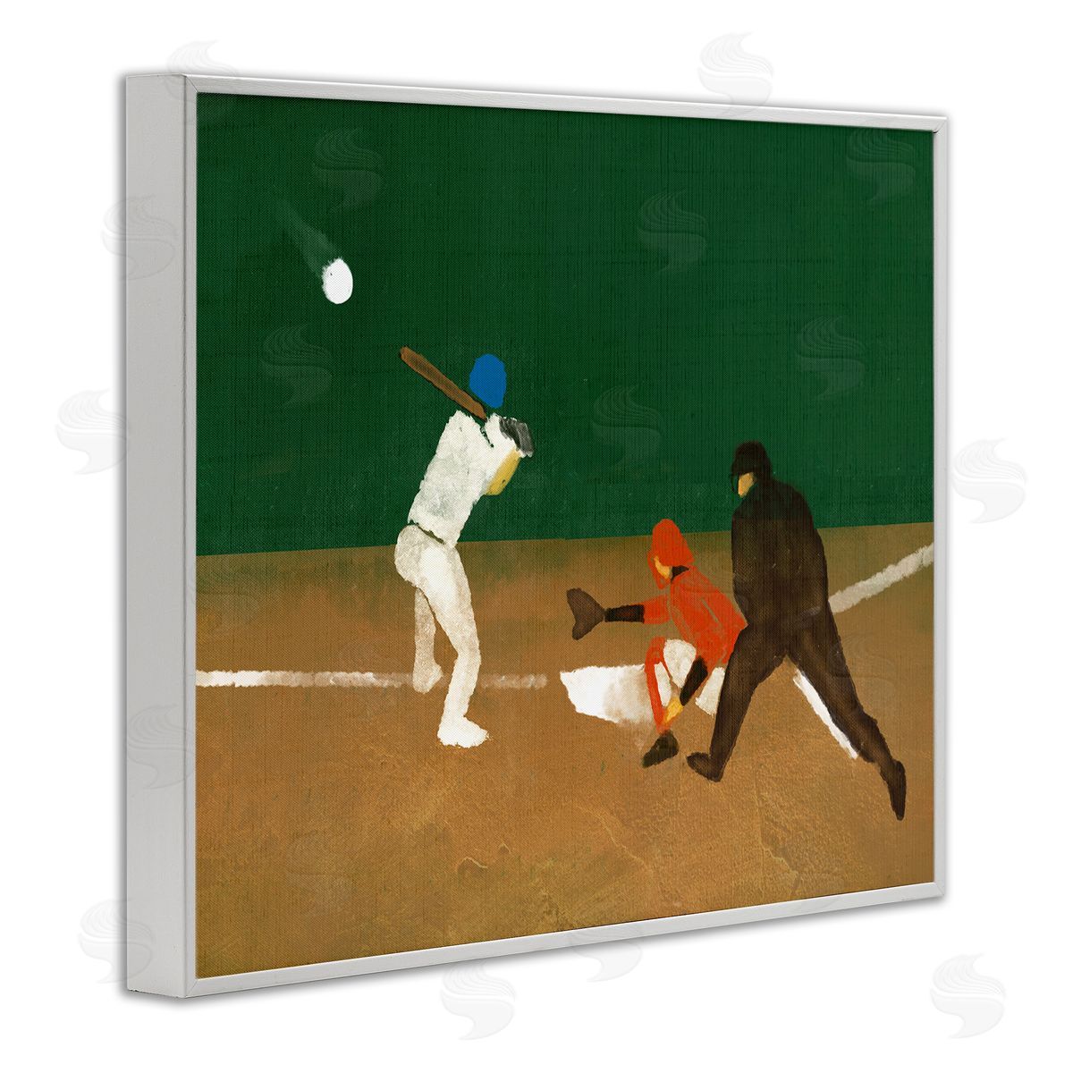 Stupell Studio Batting Baseball Players White Framed Giclee Wall Art Print