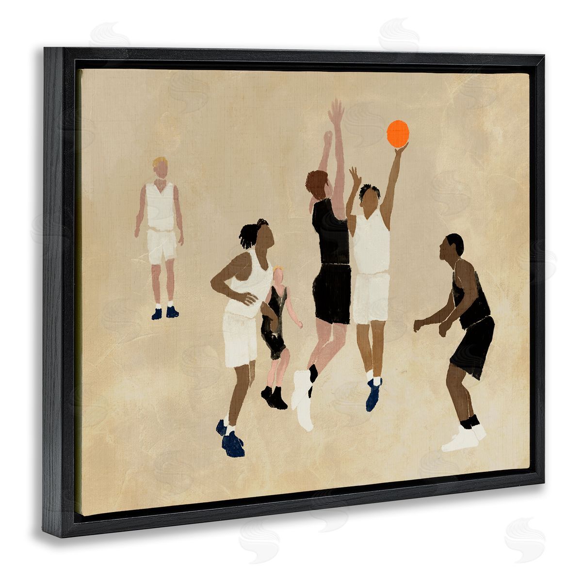Stupell Studio Athletes Playing Basketball Black Floating Frame Canvas Wall Art Print