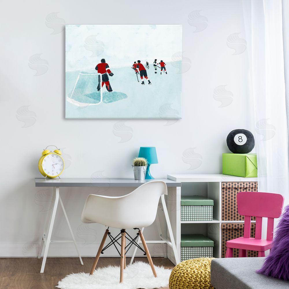 Stupell Studio Hockey Players on Ice Canvas Wall Art Print in Room