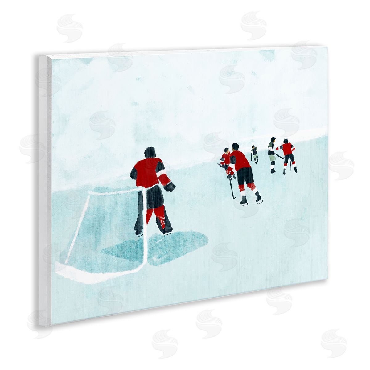 Stupell Studio Hockey Players on Ice Wooden Wall Plaque Art Print