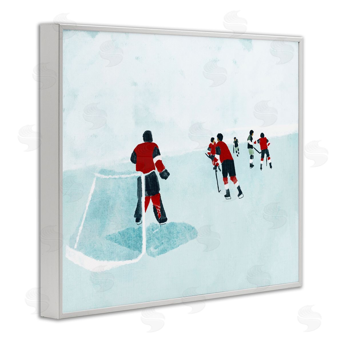 Stupell Studio Hockey Players on Ice White Framed Giclee Wall Art Print