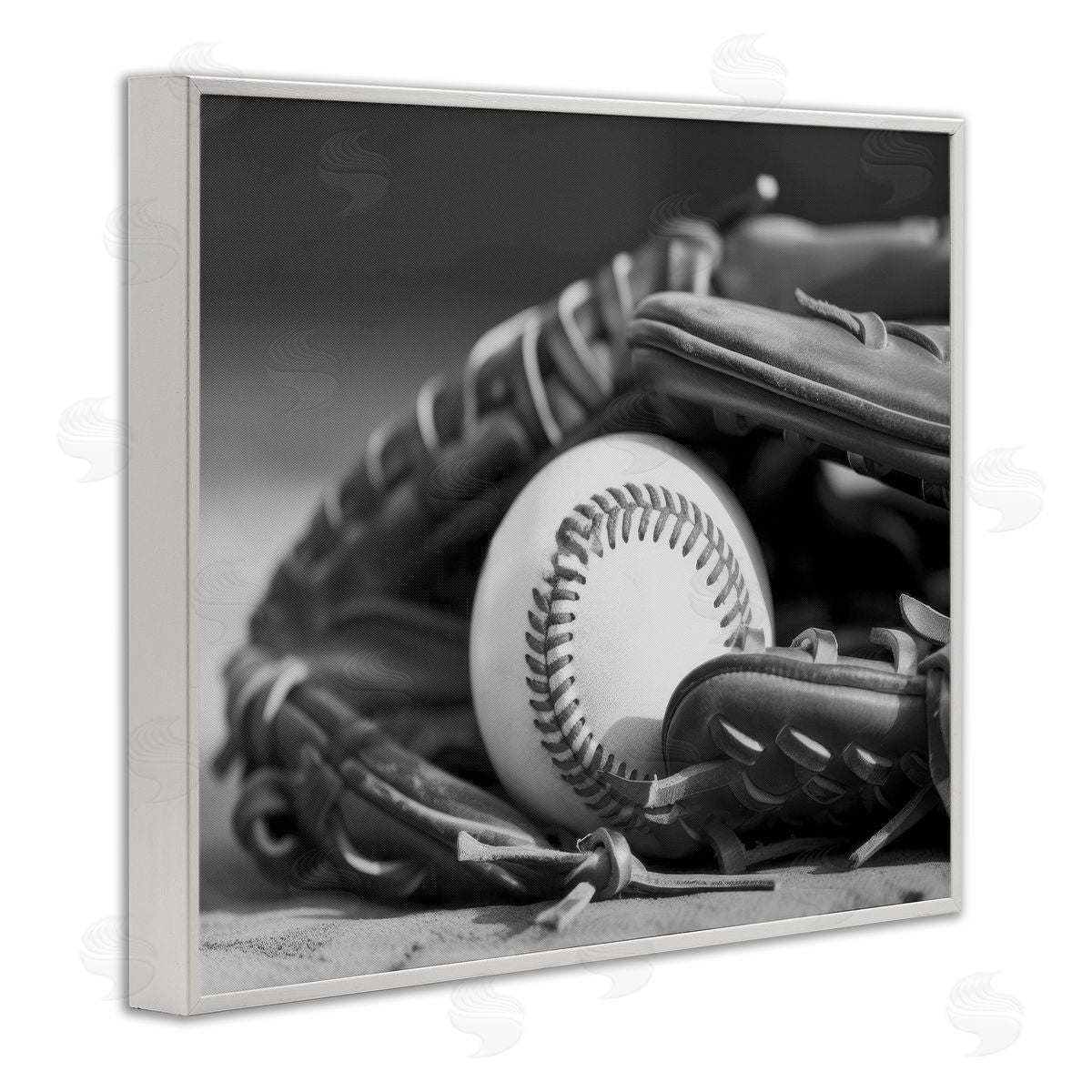 Stupell Studio Baseball Mitt & Ball White Framed Giclee Wall Art Print