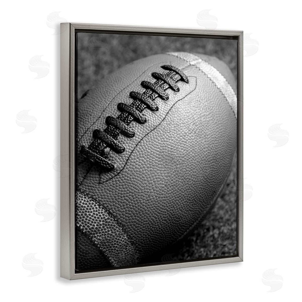 Stupell Studio Close Up Football Gray Floating Frame Canvas Wall Art Print