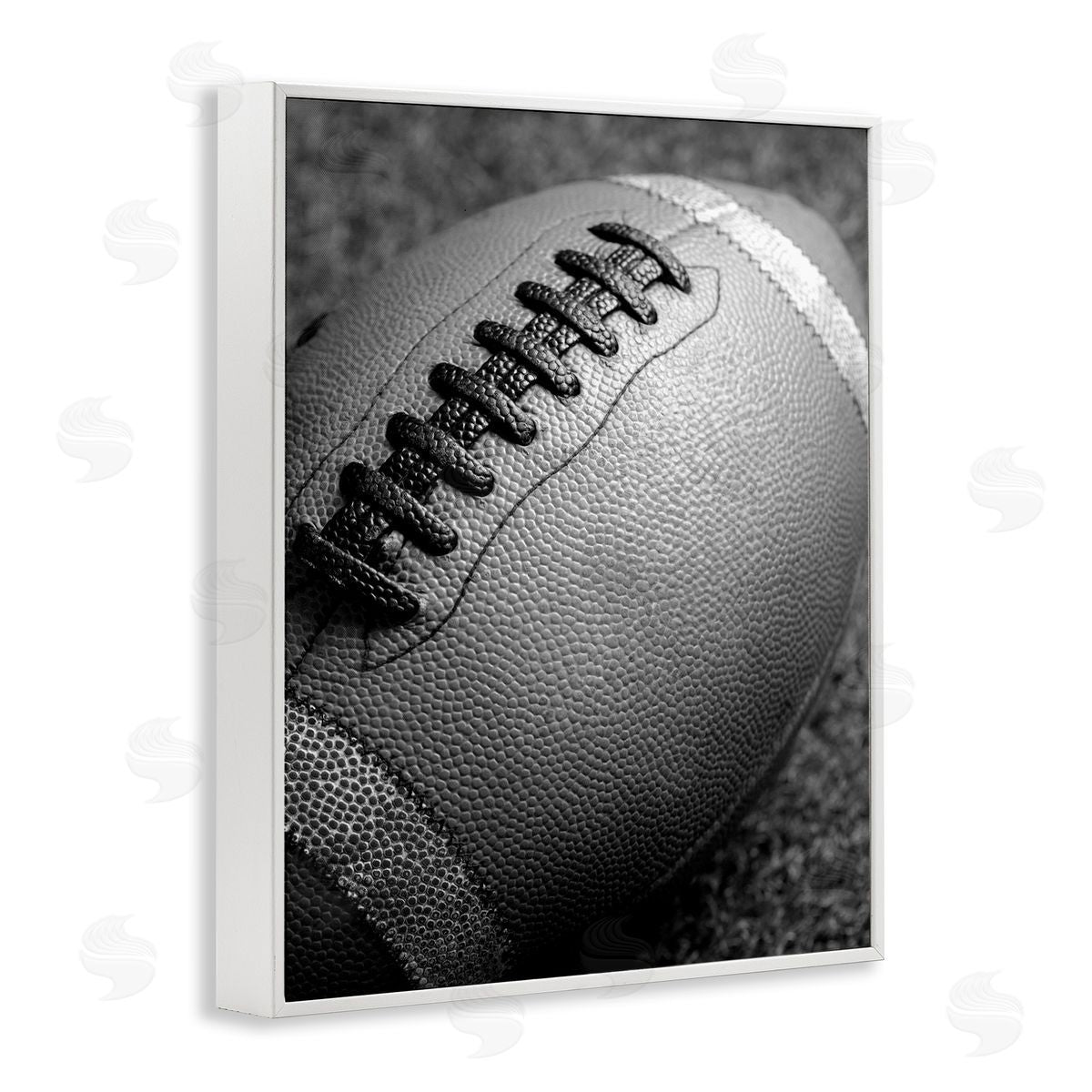 Stupell Studio Close Up Football White Framed Giclee Wall Art Print