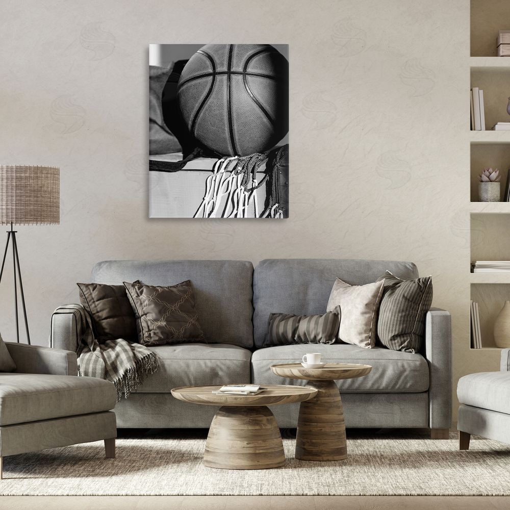 Stupell Studio Basketball Sport Still Life Canvas Wall Art Print in Room