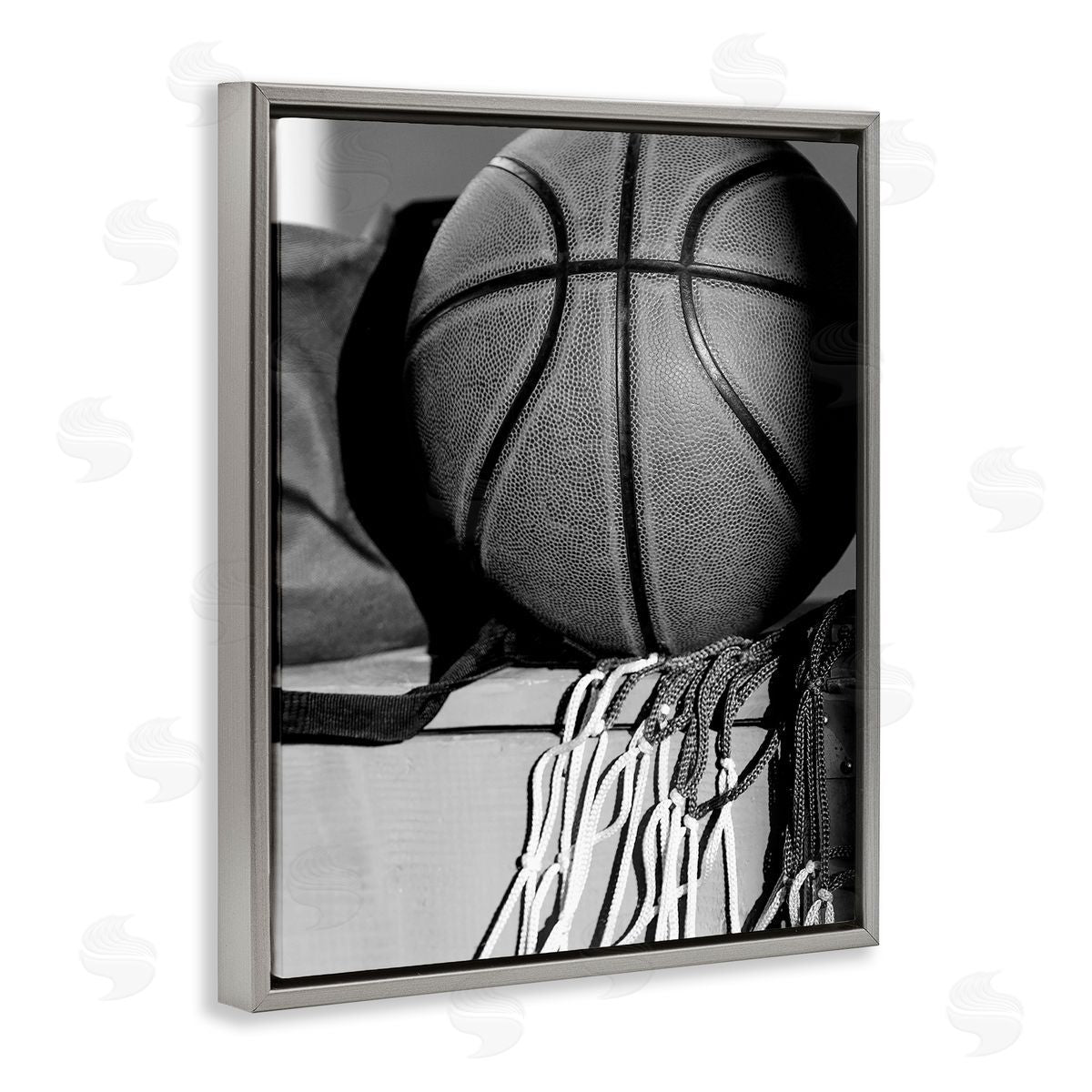 Stupell Studio Basketball Sport Still Life Gray Floating Frame Canvas Wall Art Print