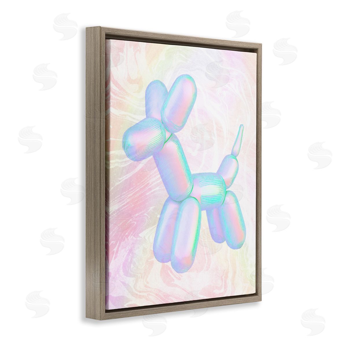 Stupell Studio Pastel Balloon Animal Brown Floating Frame Canvas Wall Art Print