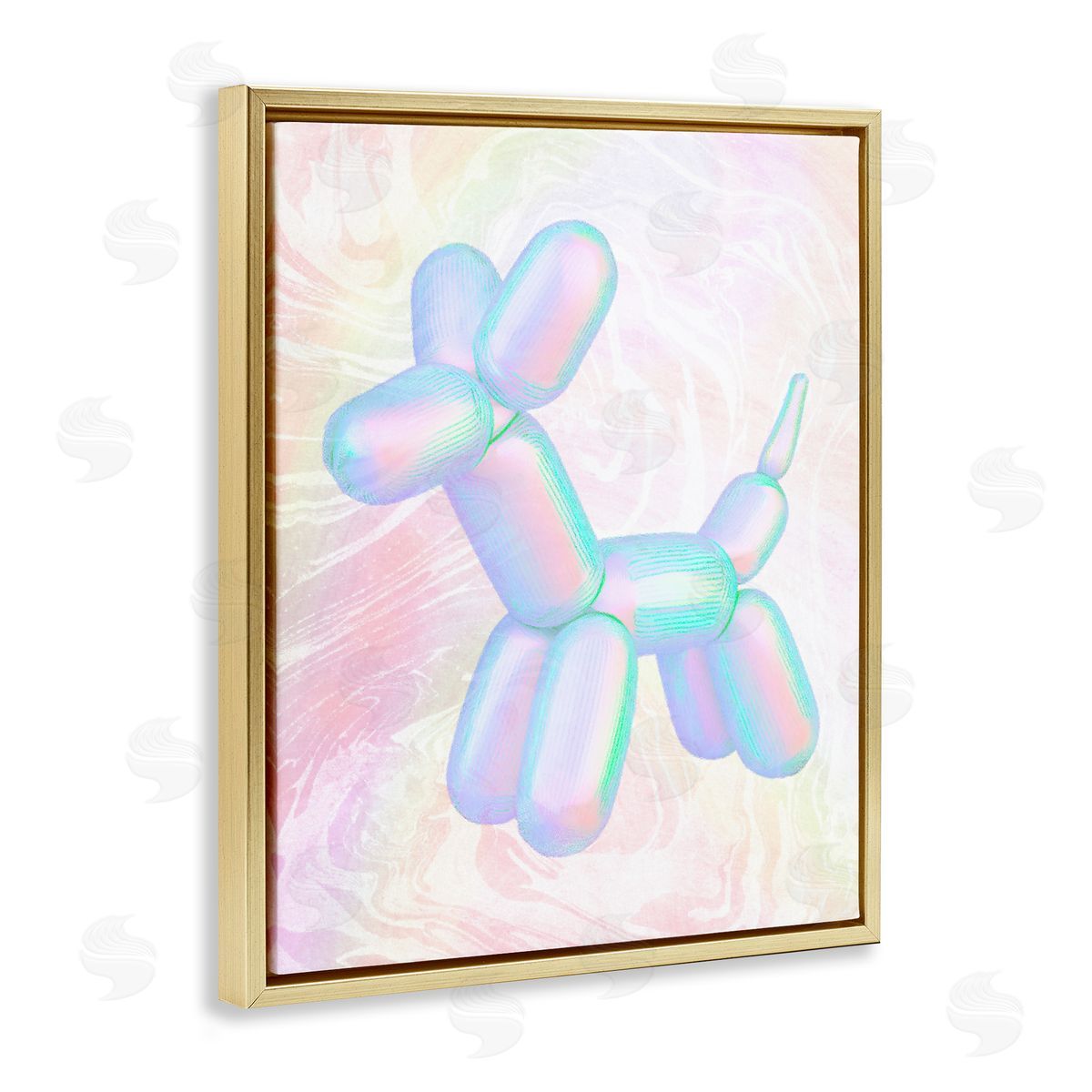 Stupell Studio Pastel Balloon Animal Gold Floating Frame Canvas Wall Art Print