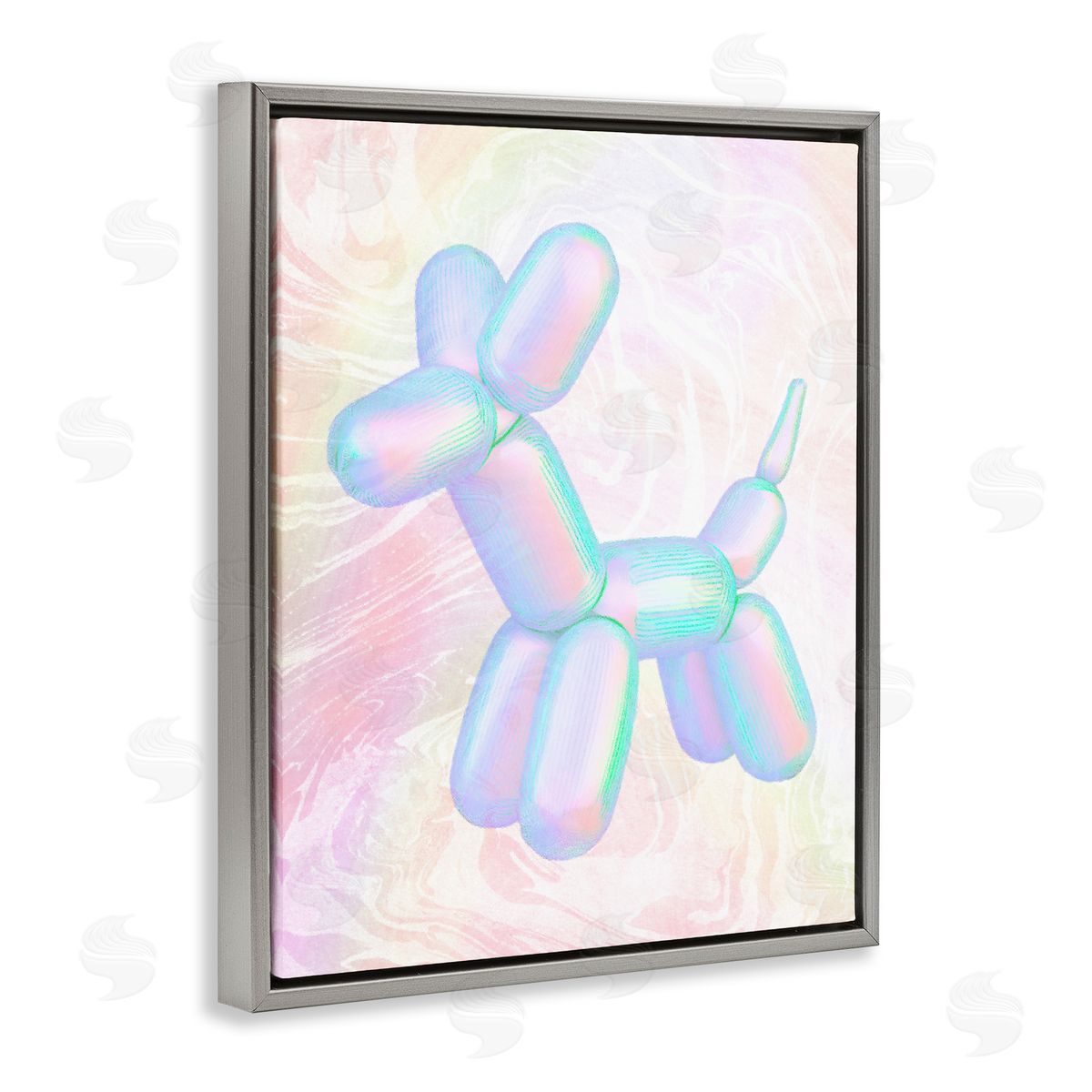 Stupell Studio Pastel Balloon Animal Gray Floating Frame Canvas Wall Art Print