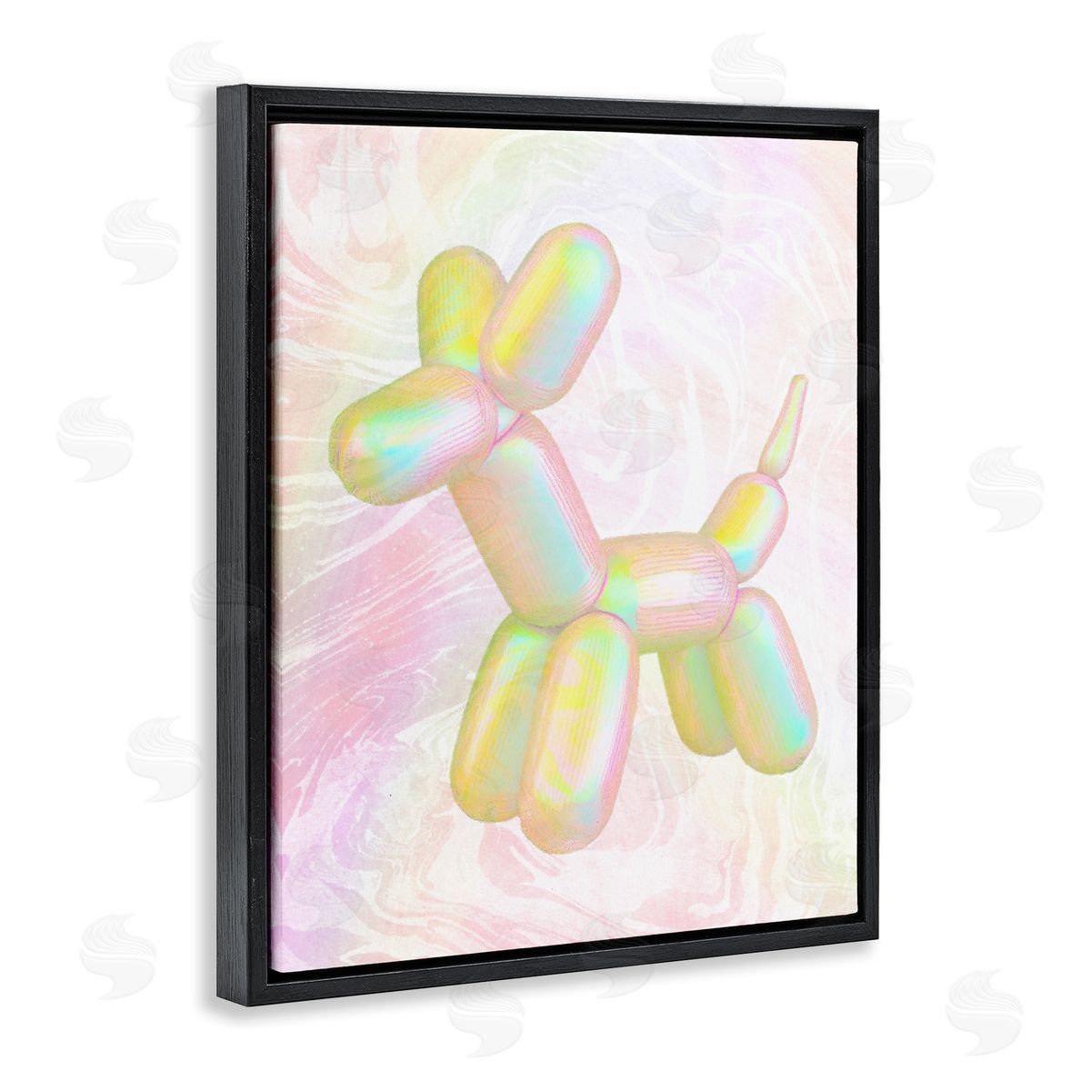 Stupell Studio Yellow Balloon Animal Black Floating Frame Canvas Wall Art Print
