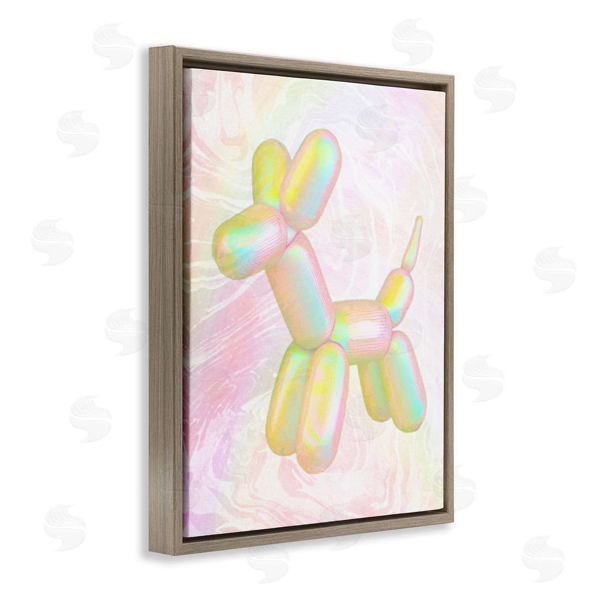 Stupell Studio Yellow Balloon Animal Brown Floating Frame Canvas Wall Art Print