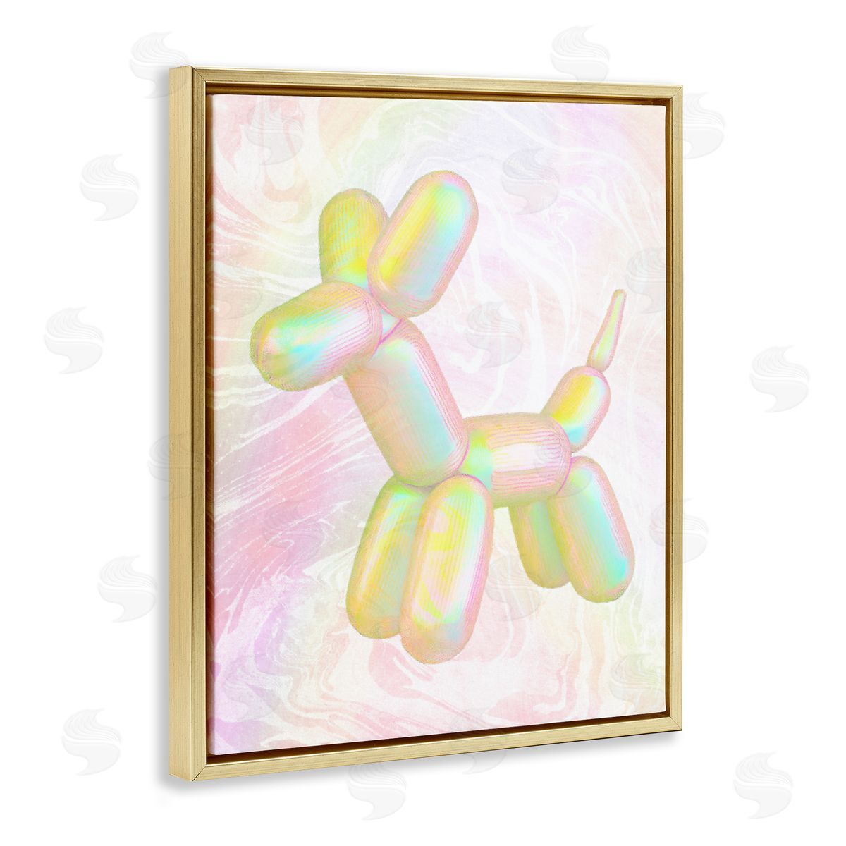 Stupell Studio Yellow Balloon Animal Gold Floating Frame Canvas Wall Art Print
