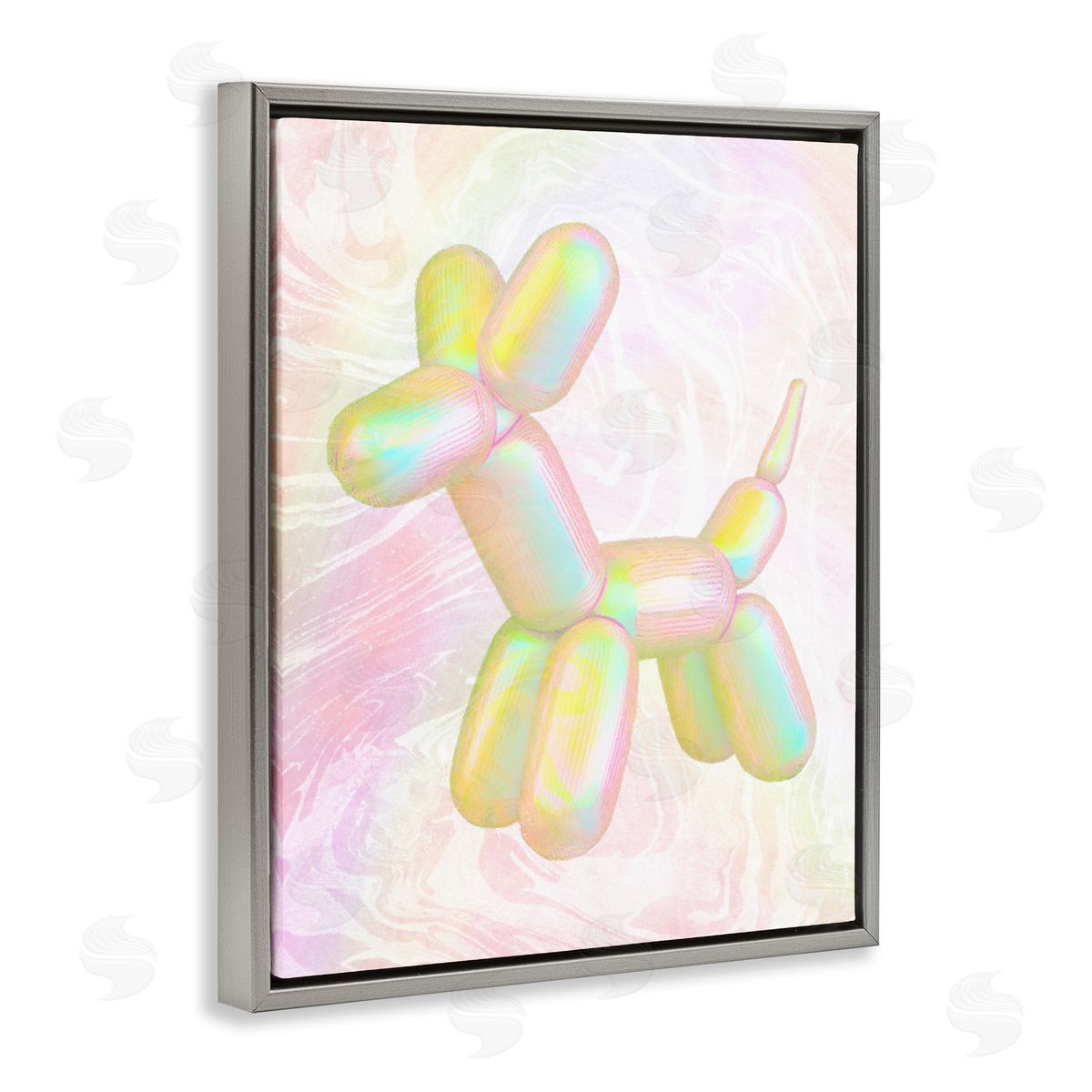 Stupell Studio Yellow Balloon Animal Gray Floating Frame Canvas Wall Art Print