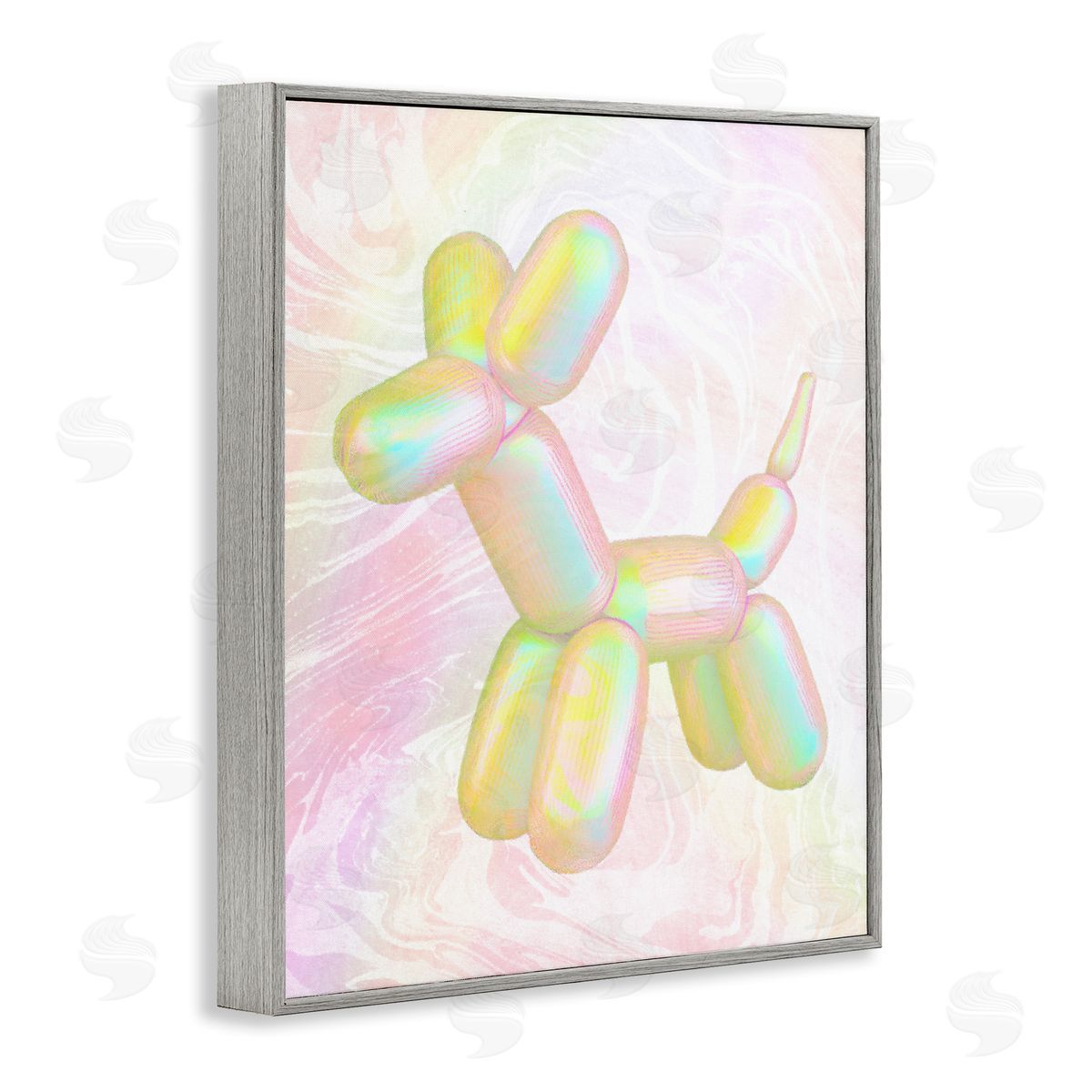 Stupell Studio Yellow Balloon Animal Gray Framed Giclee Wall Art Print