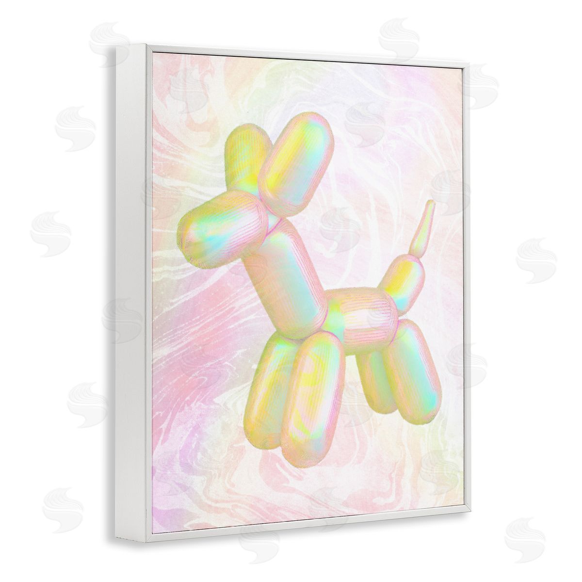 Stupell Studio Yellow Balloon Animal White Framed Giclee Wall Art Print