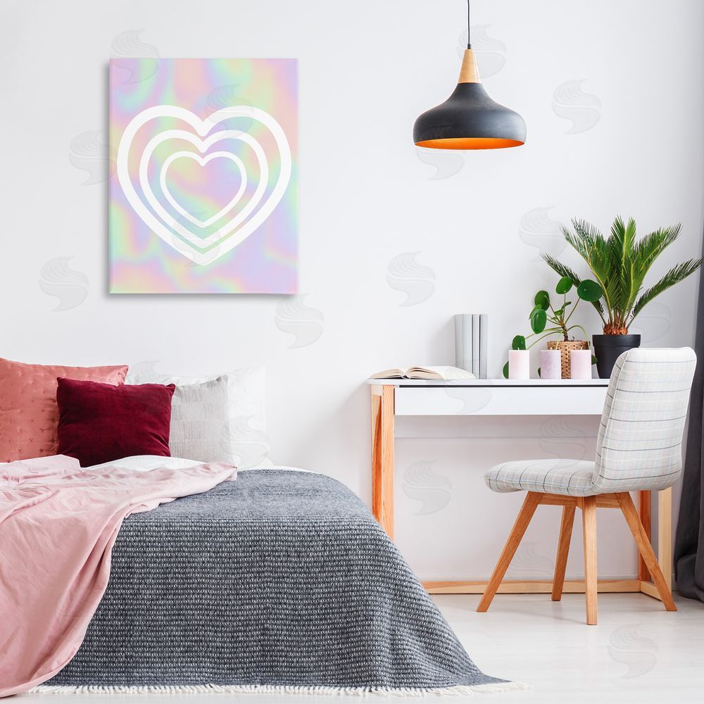 Stupell Studio Pastel Pattern with Hearts Canvas Wall Art Print in Room