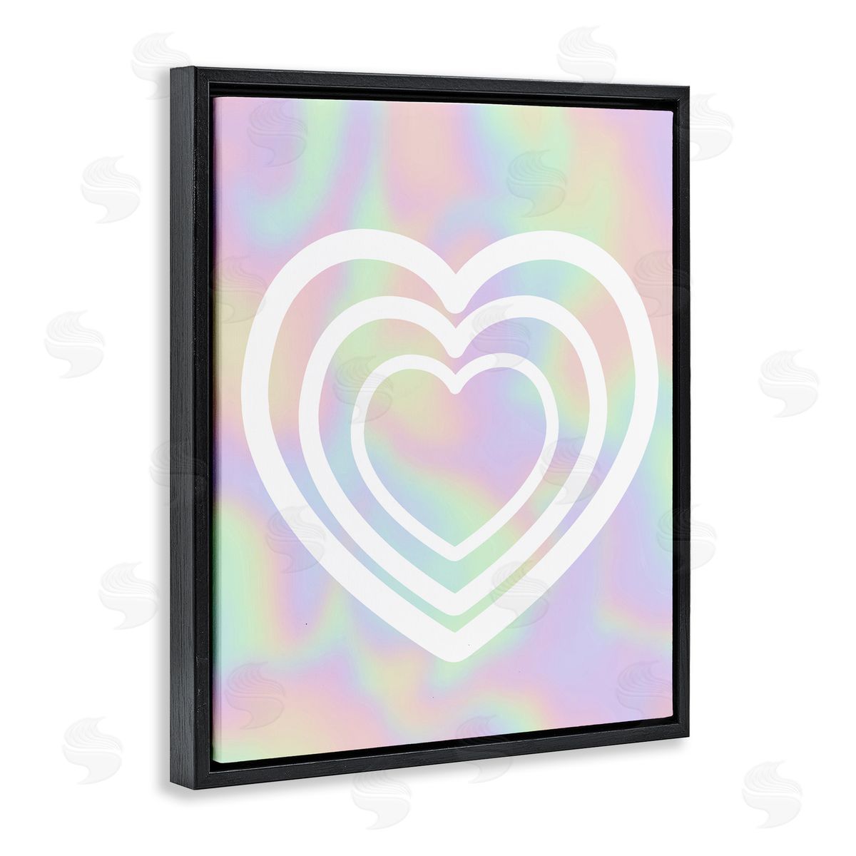 Stupell Studio Pastel Pattern with Hearts Black Floating Frame Canvas Wall Art Print