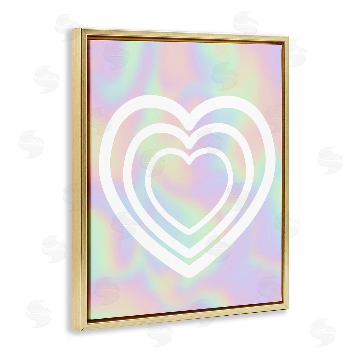 Stupell Studio Pastel Pattern with Hearts Gold Floating Frame Canvas Wall Art Print
