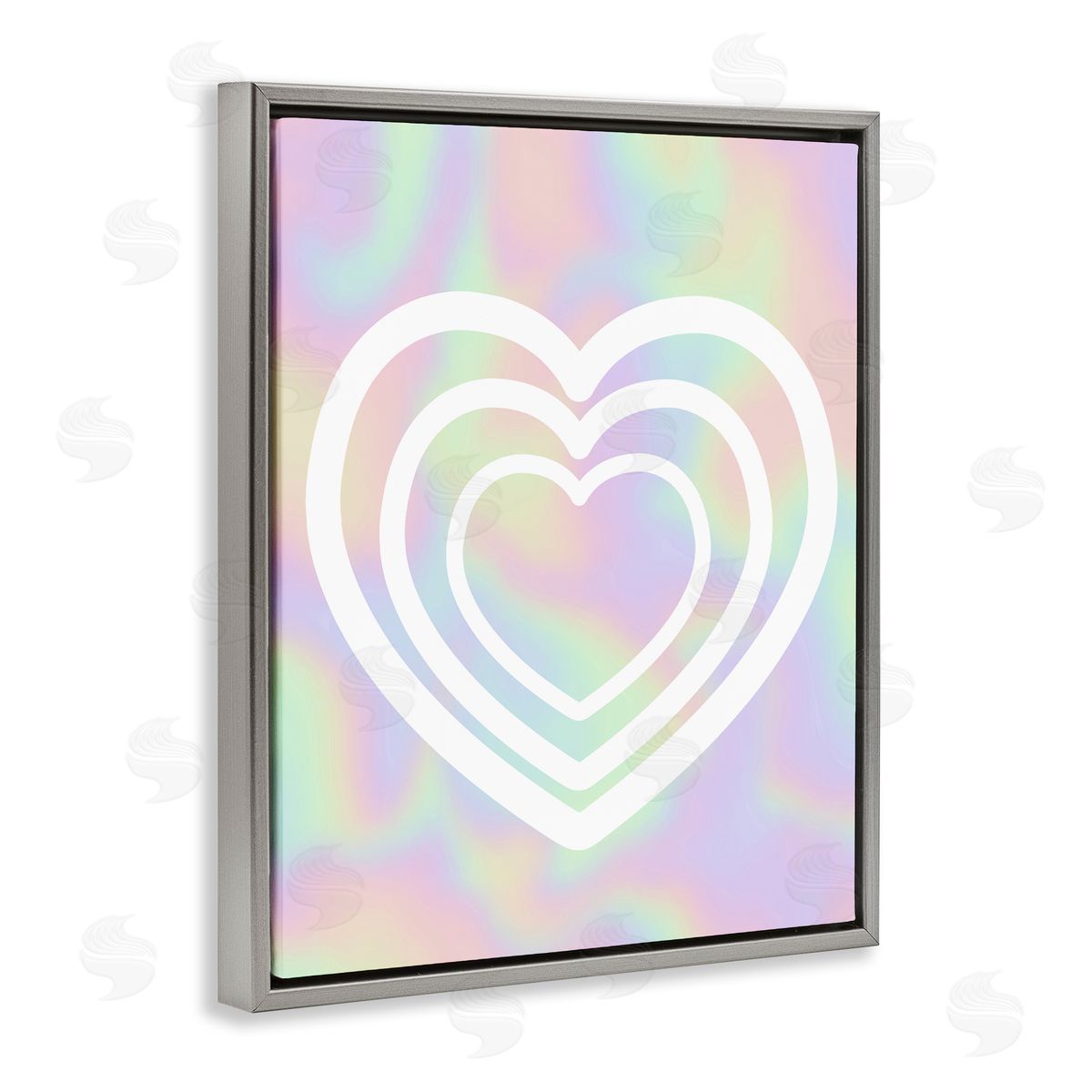 Stupell Studio Pastel Pattern with Hearts Gray Floating Frame Canvas Wall Art Print