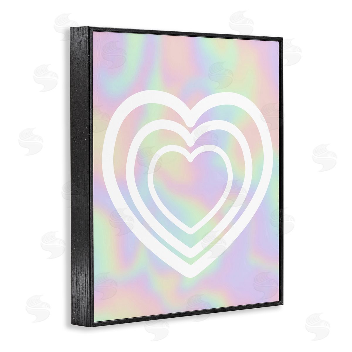 Stupell Studio Pastel Pattern with Hearts Black Framed Giclee Wall Art Print