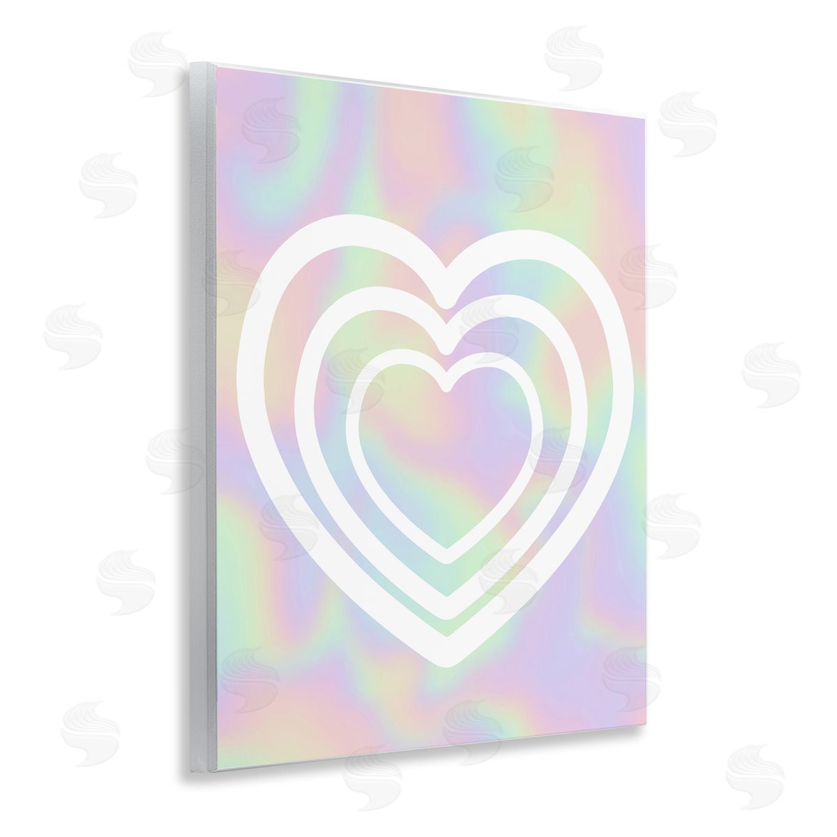 Stupell Studio Pastel Pattern with Hearts Wooden Wall Plaque Art Print