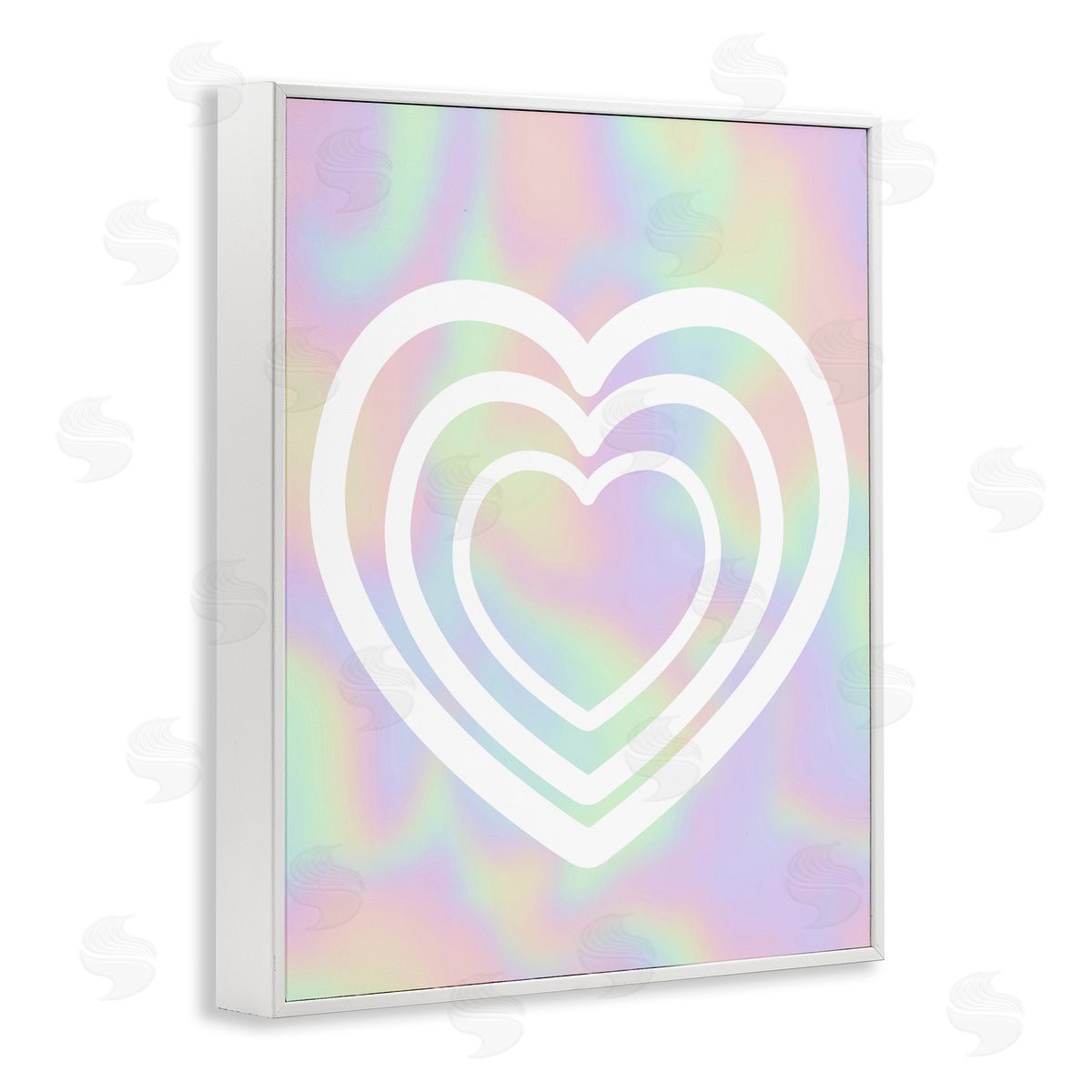 Stupell Studio Pastel Pattern with Hearts White Framed Giclee Wall Art Print