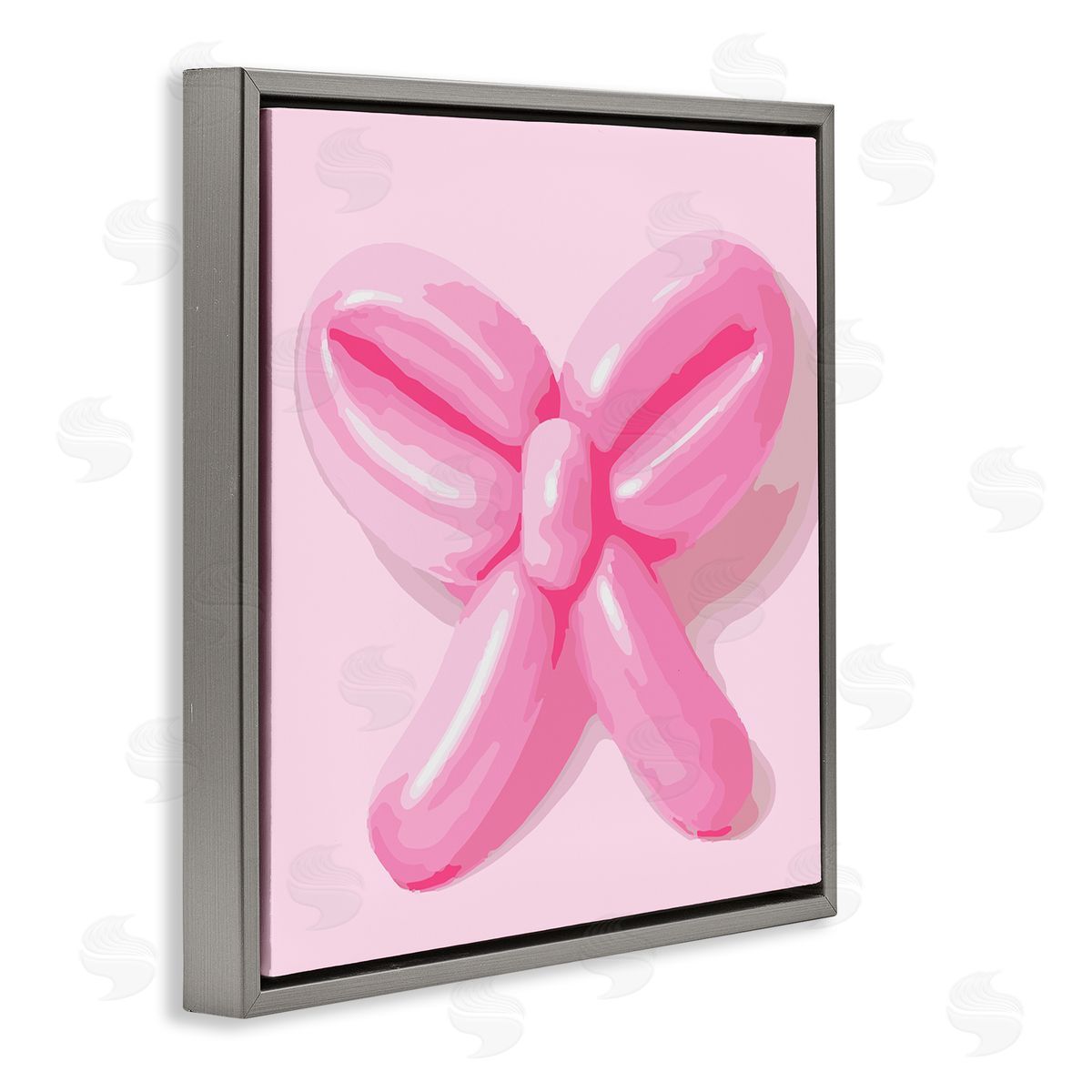 Stupell Studio Pink Balloon Bow Gray Floating Frame Canvas Wall Art Print