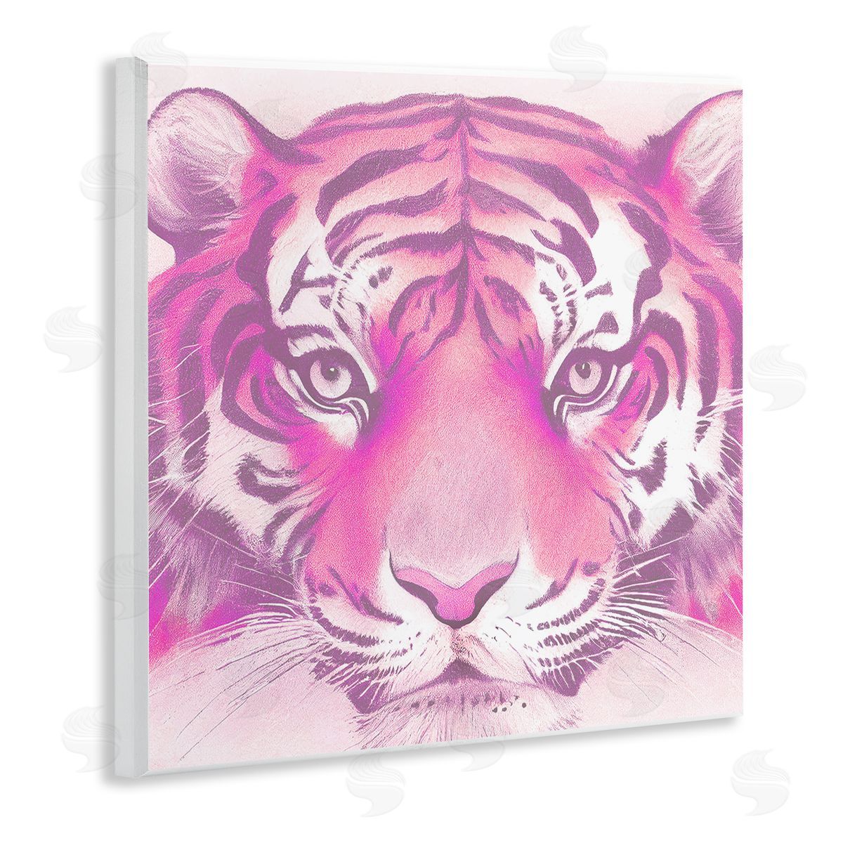 Stupell Studio Pink Tiger Face Wooden Wall Plaque Art Print