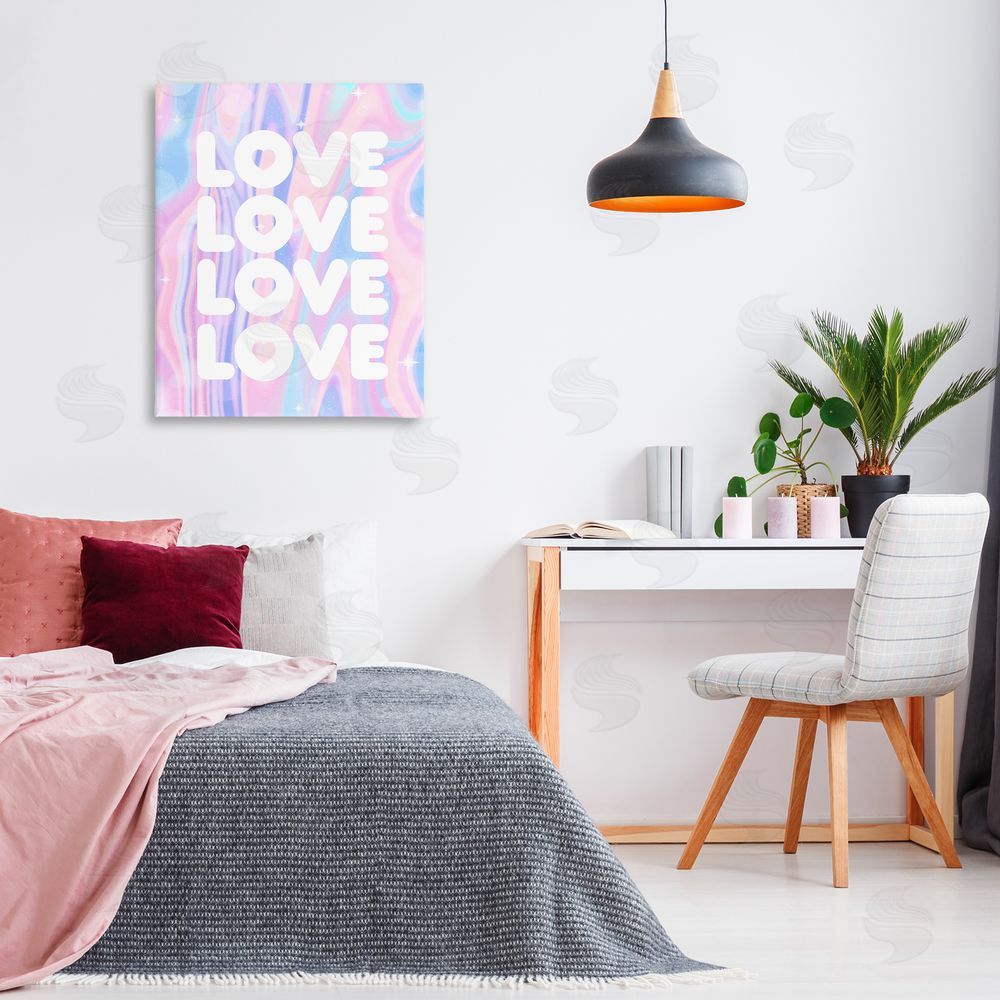 Stupell Studio Love with Wavy Pastels Canvas Wall Art Print in Room