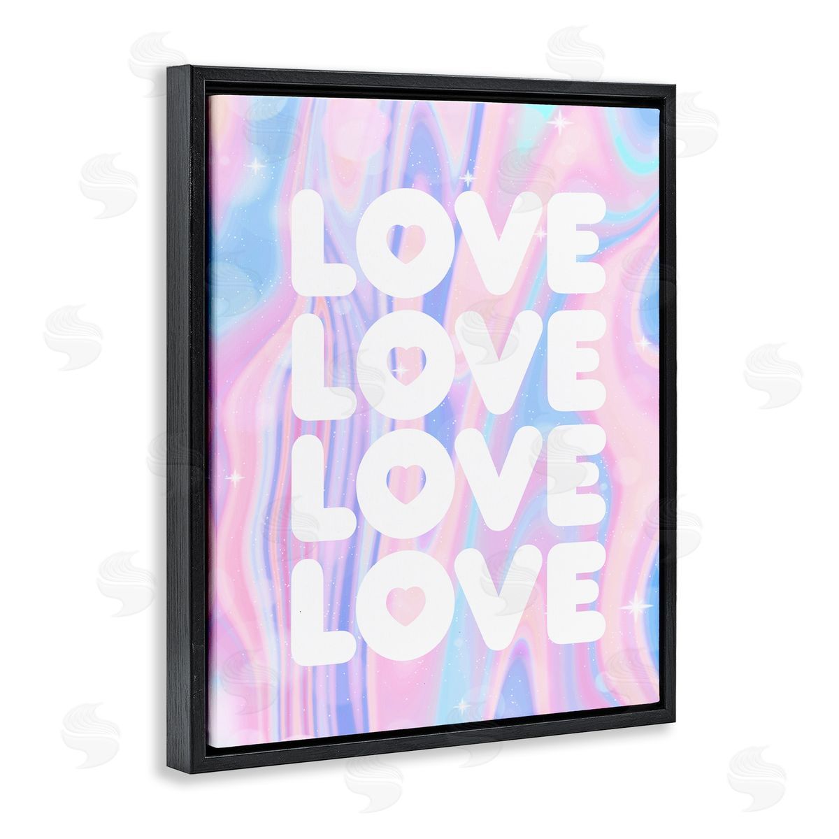 Stupell Studio Love with Wavy Pastels Black Floating Frame Canvas Wall Art Print