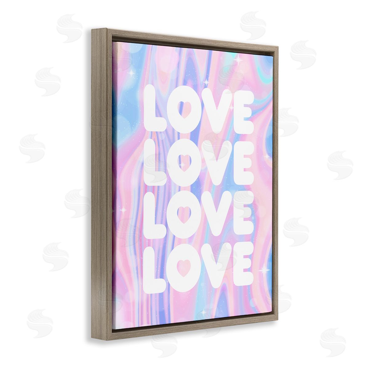 Stupell Studio Love with Wavy Pastels Brown Floating Frame Canvas Wall Art Print